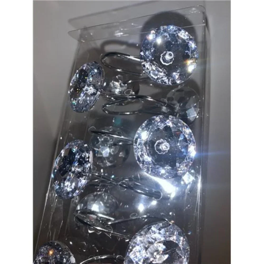 Set of 12  Shower Curtain Hooks Diamond Shape Shower Rings